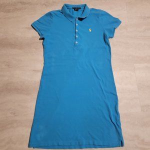 Ralph Lauren Sport Womens Blue Polo Dress Yellow Pony Large